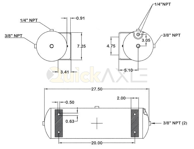 Air Tank - 1300 cu in, 8" OD x 28.5" length - 1230204