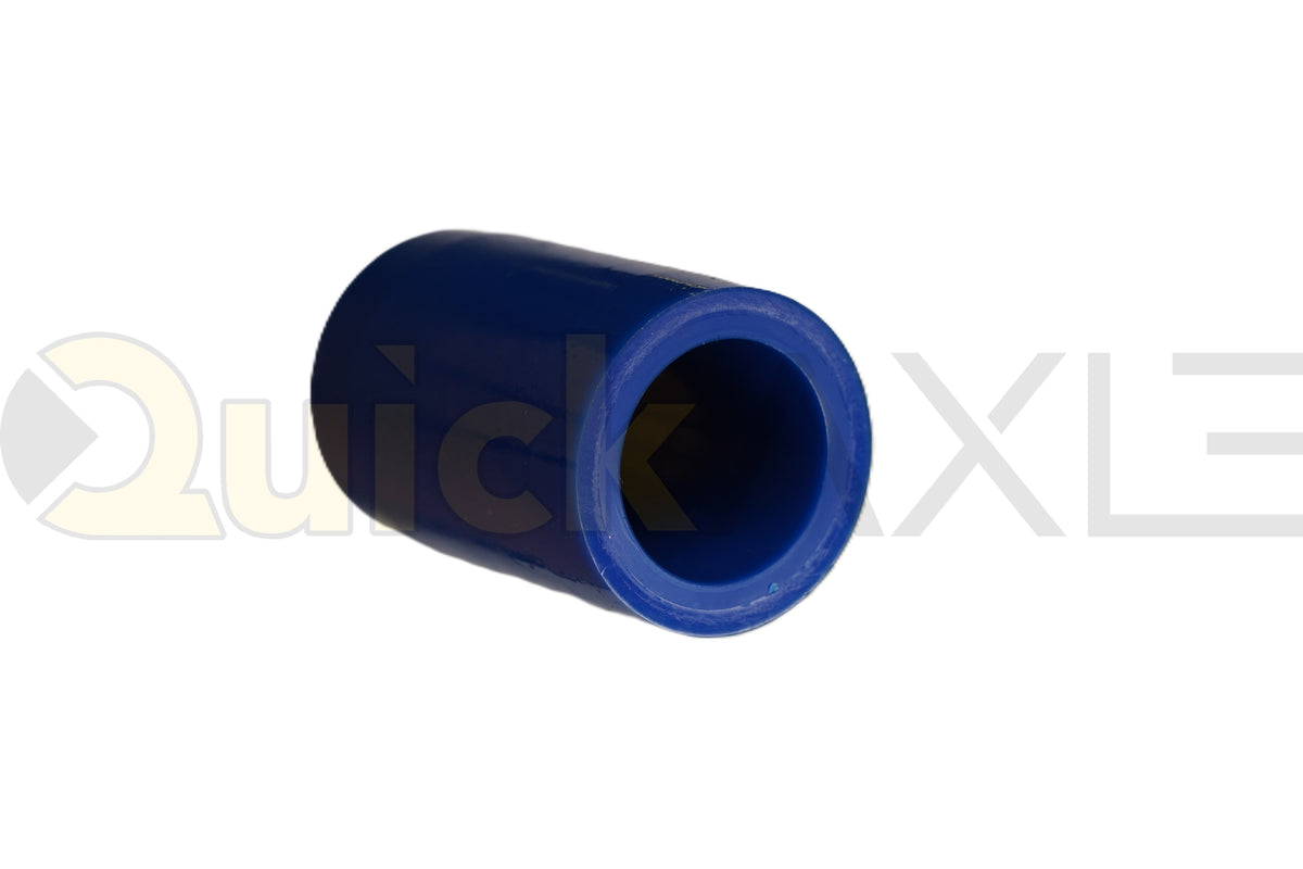 Blue cylindrical suspension bushing showing its hollow center.