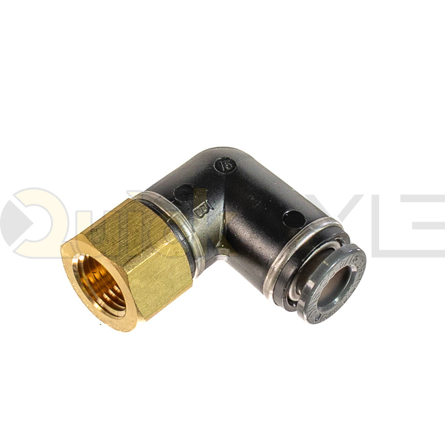 SMC 90-Degree Elbow, 1/8 FNPT x 1/4 PTC KV2LF07-34