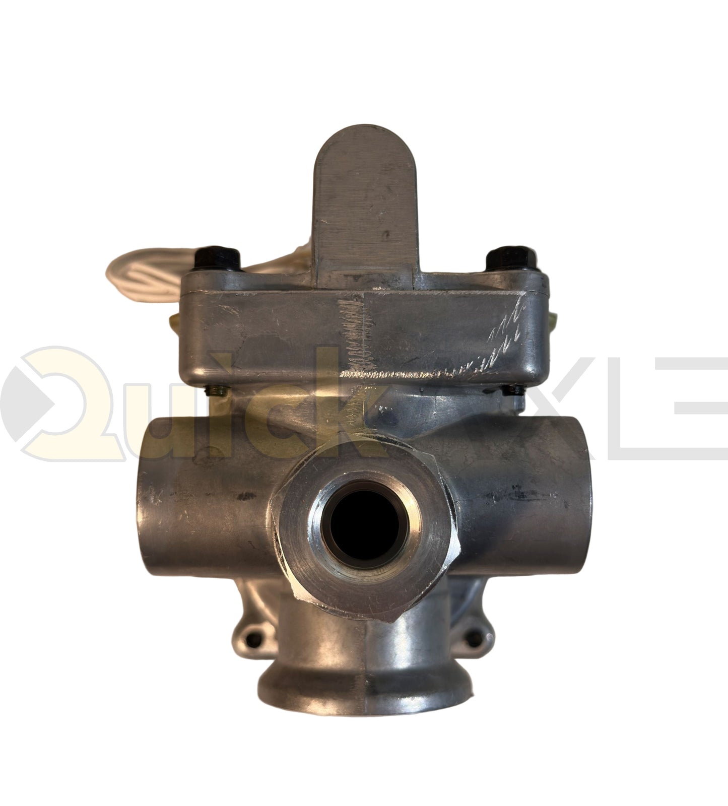 Lift Axle Control Module (LACM), N/C solenoid with flying leads, check valve & A-side gauge; ports: (2) 1/2-14 NPTF, (2) 3/8-18 NPTF, 1/8-27 NPTF gauge - 1230195
