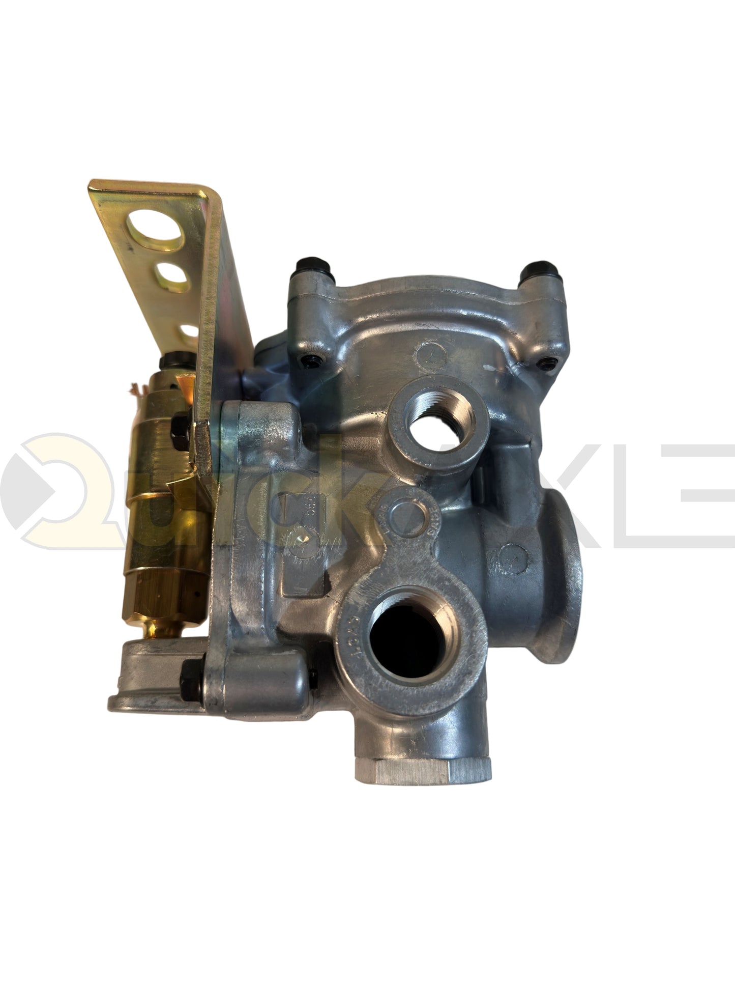Lift Axle Control Module (LACM), N/C solenoid with flying leads, check valve & A-side gauge; ports: (2) 1/2-14 NPTF, (2) 3/8-18 NPTF, 1/8-27 NPTF gauge - 1230195