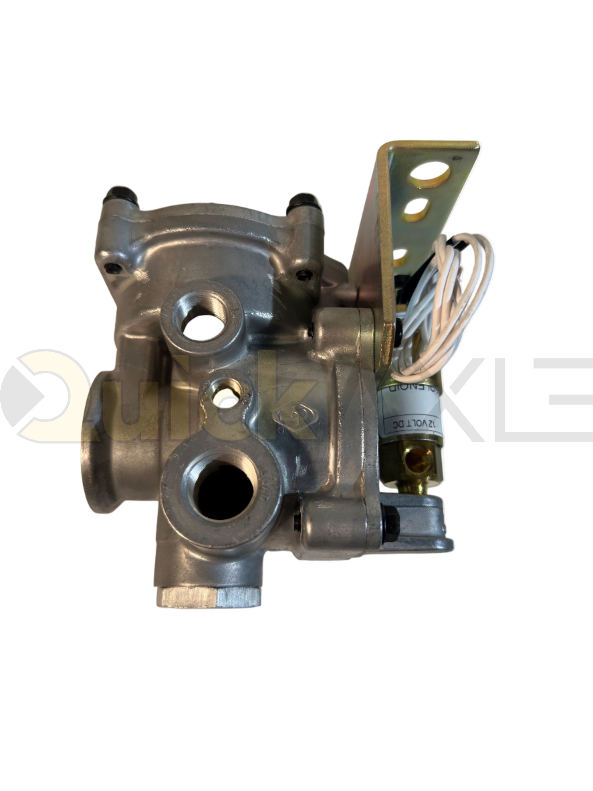 Lift Axle Control Module (LACM), N/C solenoid with flying leads, check valve & A-side gauge; ports: (2) 1/2-14 NPTF, (2) 3/8-18 NPTF, 1/8-27 NPTF gauge - 1230195