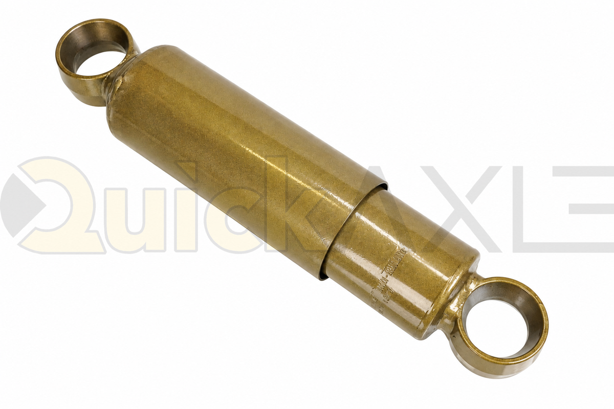 KONI shock absorber with mounting eyes at both ends, angled view.