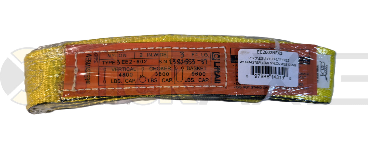 Axle Lift Strap, 2″ nylon web, 36″ length, Type 3 flat eyes, 4,800-lb vertical - 1297680B000