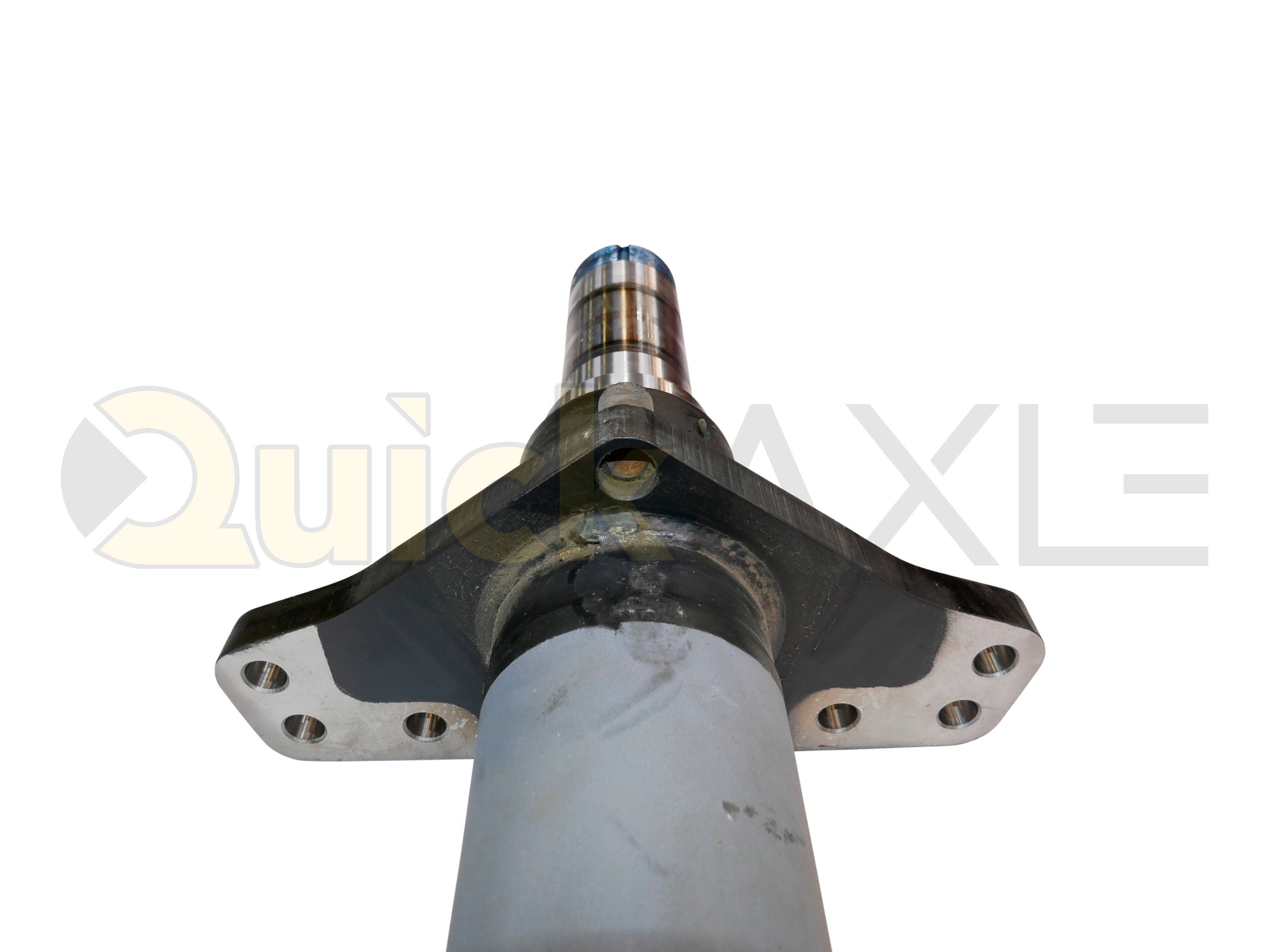 Air Disc Brake Axle, 75.5 Axle Track, QuickAxle Universal Mounting Pattern Brake Flange, 23k Beam, Straight With 5 in Dia and P Spindle