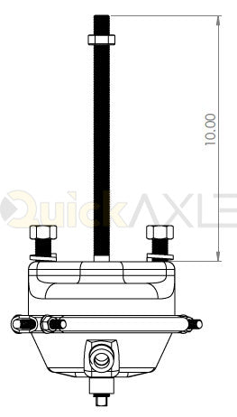 Ridewell Ranger BSC-20 Brake Chamber - 10 in Pushrod, 45 Degree Clamp, 90 Degree Ports - 1660775