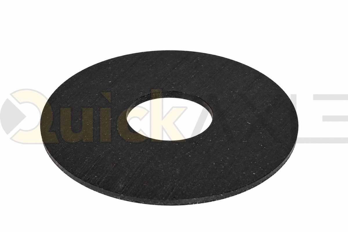 Flat black circular wear washers showing their central openings.