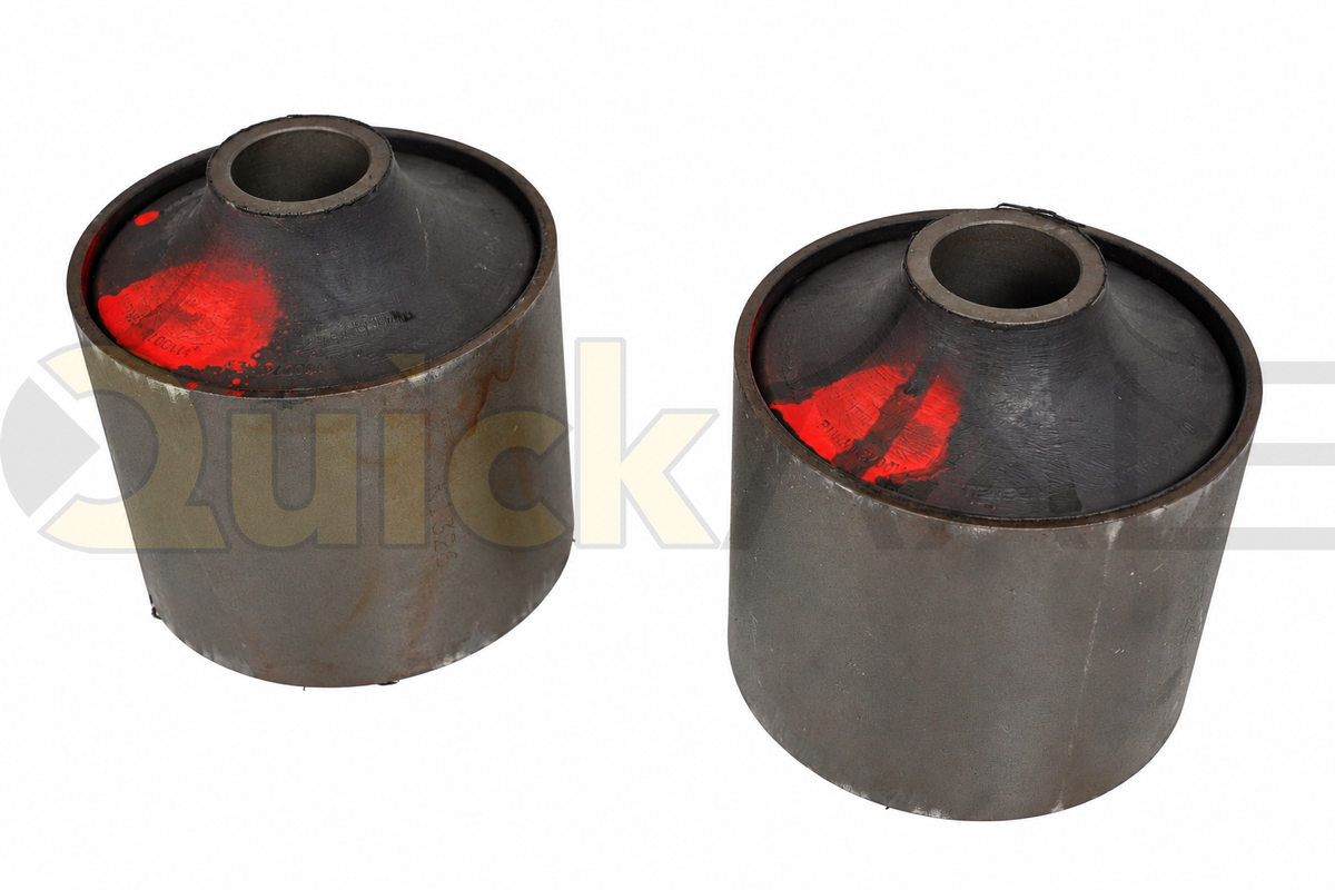 Tapered suspension bushing with a red identification mark and central sleeve.
