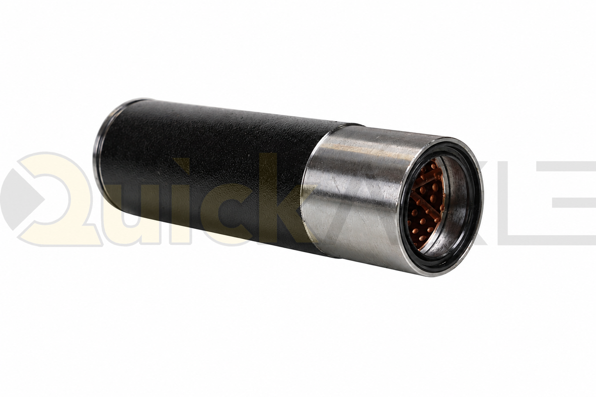 Cylindrical camshaft component viewed from the end, showing its internal needle bearing.