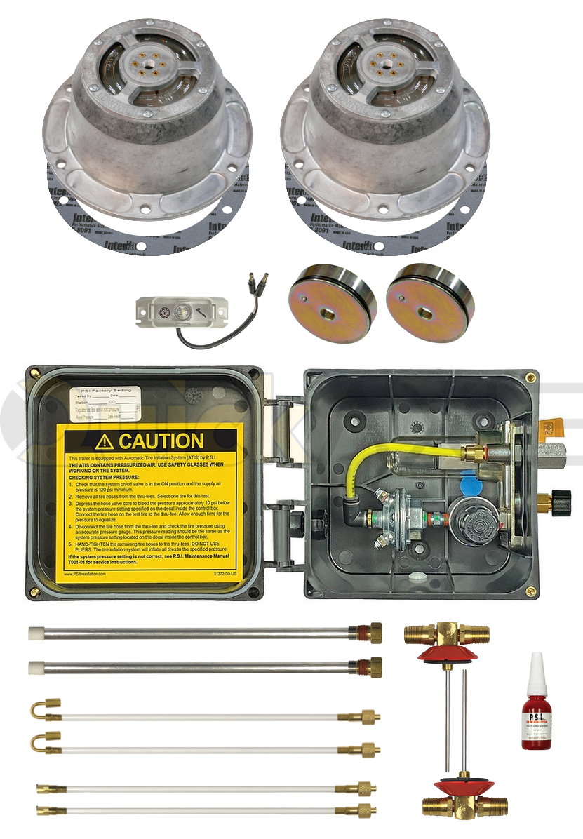 Tire Inflation Systems - Trailer Kits W/ Axle, Single Axle, 100 PSI Pressure, 22.5 Dual Wheels, P Spindle, Oil Lube