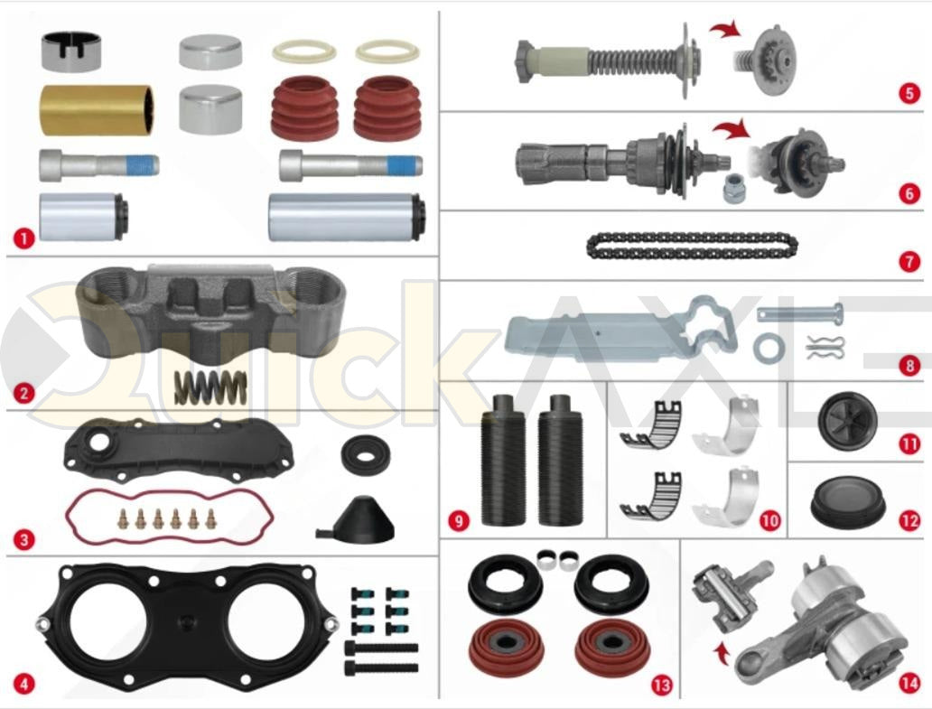 Caliper Repair Kit, BENDIX ADB22X +12° COMPLETE REPAIR SET, 710230