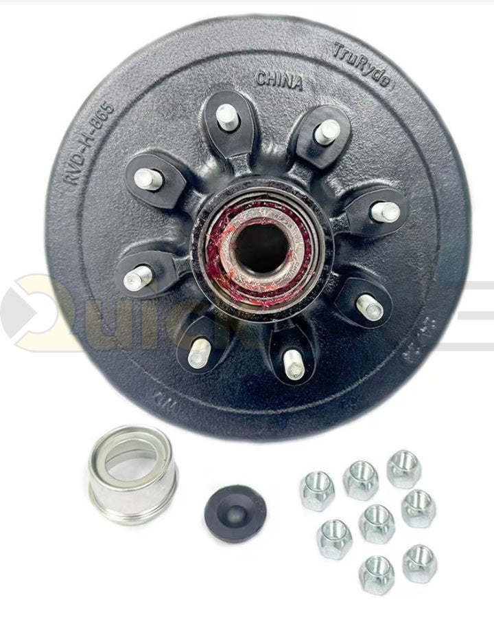 PREGREASED BRAKE DRUM KIT 7.0K 6.5IN CENTER W/ 8 LUGS - TRP #PP-RVDK-8PG
